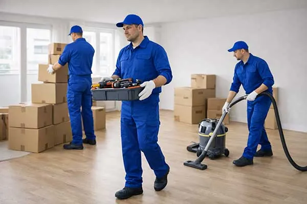 Entrümpelungsfirma übergibt eine komplett geräumte Wohnung besenrein